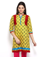 Anouk Women Yellow &amp; Black Printed Kurta