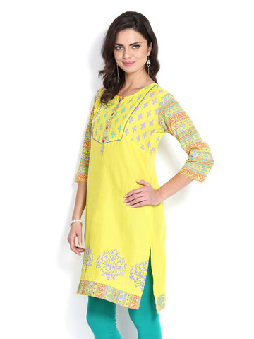 Anouk Women Yellow Printed Kurta