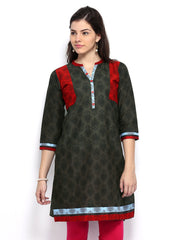 Anouk Women Grey &amp; Black Printed Kurta