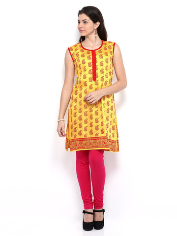 Anouk Women Yellow &amp; Red Printed Kurta