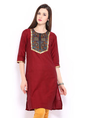 Anouk Women Red Embroidered Kurta