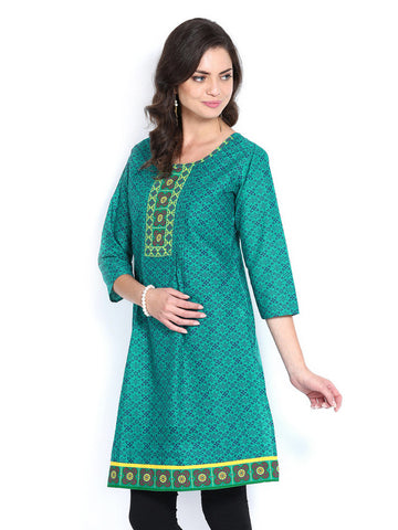Anouk Women Teal Green Printed Kurta