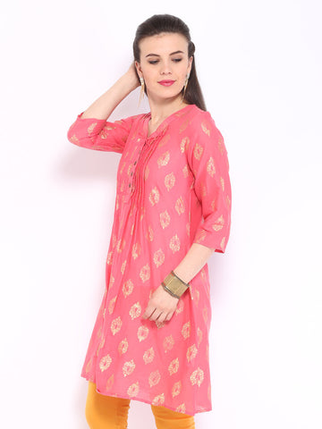 Anouk Women Pink Printed Kurta