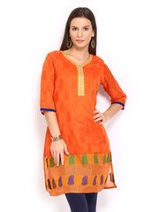 Anouk Women Orange Chanderi Silk Kurta