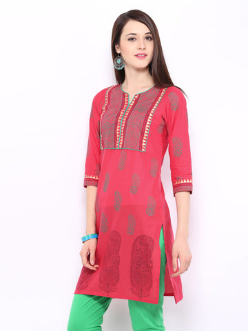 Anouk Women Pink Printed Kurta