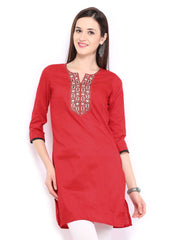 Anouk Women Red Embroidered Kurta