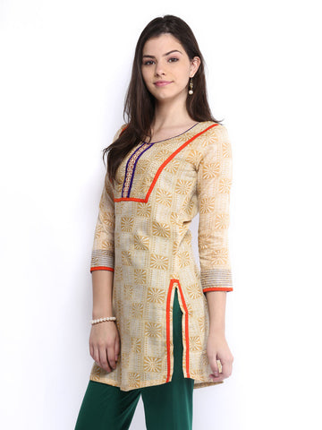 Anouk Women Beige Printed Kurta