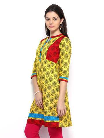 Anouk Women Yellow &amp; Black Printed Kurta