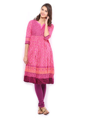 Anouk Women Pink Printed Anarkali Kurta