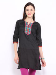 Anouk Women Black Embroidered Kurta