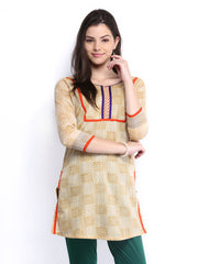 Anouk Women Beige Printed Kurta