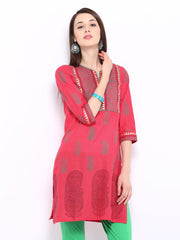 Anouk Women Pink Printed Kurta