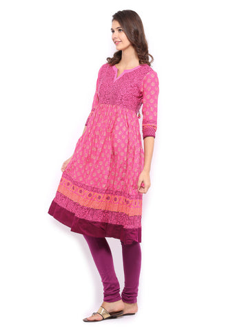 Anouk Women Pink Printed Anarkali Kurta