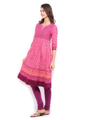Anouk Women Pink Printed Anarkali Kurta