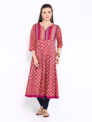 Anouk Women Pink Printed Anarkali Kurta