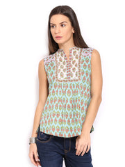 Anouk Women Light Green Printed Kurti