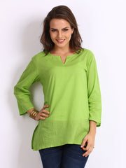 Anouk Women Green Dobby Striped Kurti