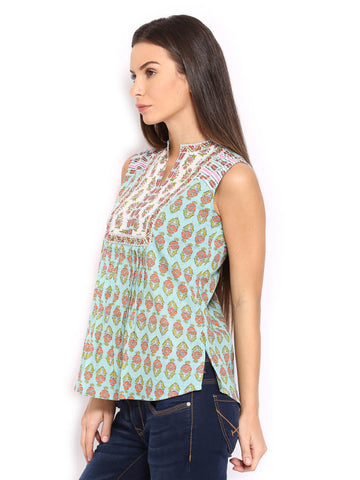 Anouk Women Light Green Printed Kurti