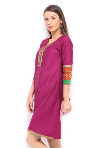 Anouk Women Magenta Art Silk Kurta