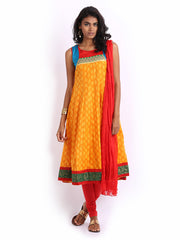 Anouk Women Yellow &amp; Red Anarkali Churidar Kurta with Dupatta
