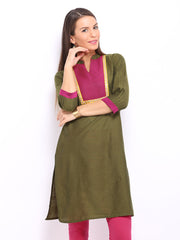 Anouk Women Olive Green Kurta