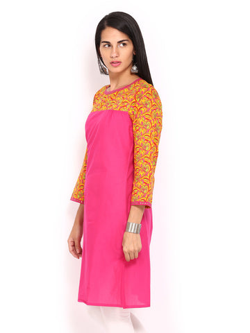 Anouk Women Pink &amp; Yellow Kurta