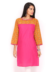 Anouk Women Pink &amp; Yellow Kurta