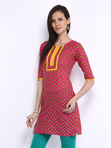 Anouk Women Pink Bandhani Printed Kurta