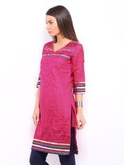 Anouk Women Pink Chanderi Jacquard Kurta