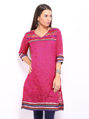Anouk Women Pink Chanderi Jacquard Kurta