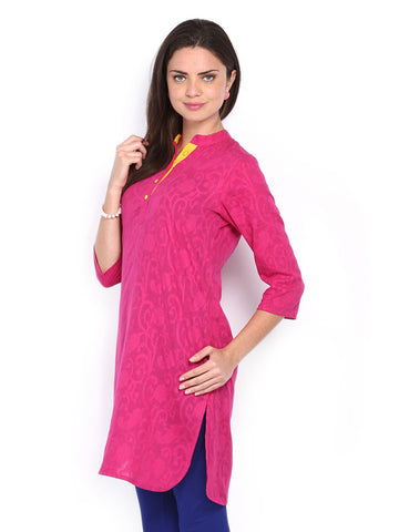 Anouk Women Fuchsia Pink Jacquard Kurta