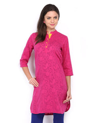 Anouk Women Fuchsia Pink Jacquard Kurta