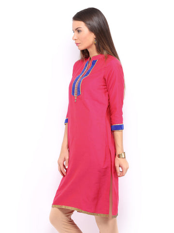 Anouk Women Pink Banaras Kurta