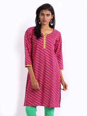 Anouk Women Pink Lehariya Printed Kurta