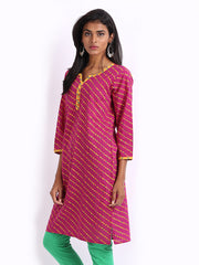 Anouk Women Pink Lehariya Printed Kurta