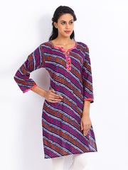 Anouk Women Purple Lehariya Printed Kurta