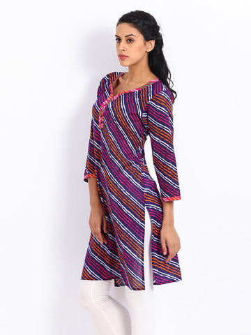 Anouk Women Purple Lehariya Printed Kurta
