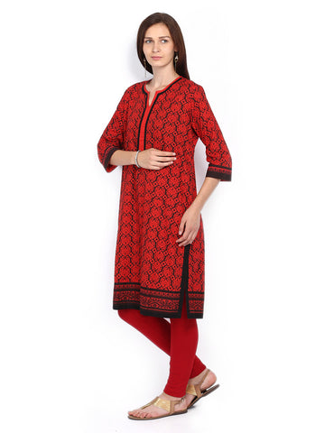 Anouk Women Red &amp; Black Printed Kurta