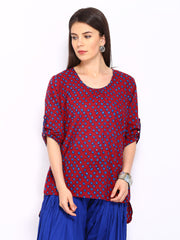 Anouk Women Red &amp; Blue Printed Kurti