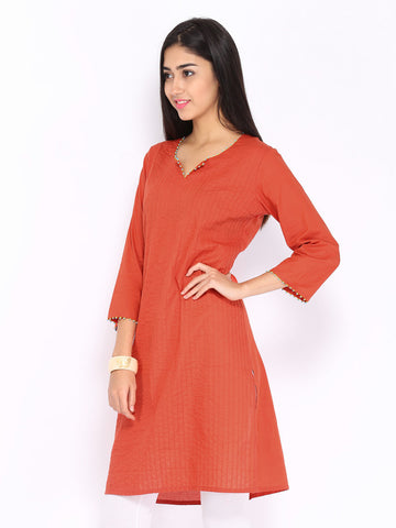 Anouk Women Coral Red Kurta