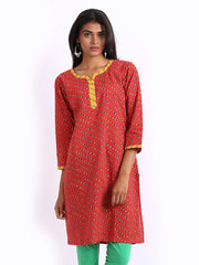 Anouk Women Red Lehariya Printed Kurta