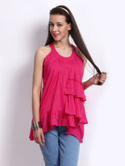 Anouk Women Coral Pink Frilled Top