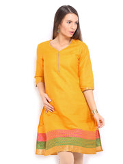 Anouk Women Yellow Chanderi Jacquard Kurta