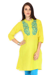 Anouk Women Yellow Embroidered Kurta