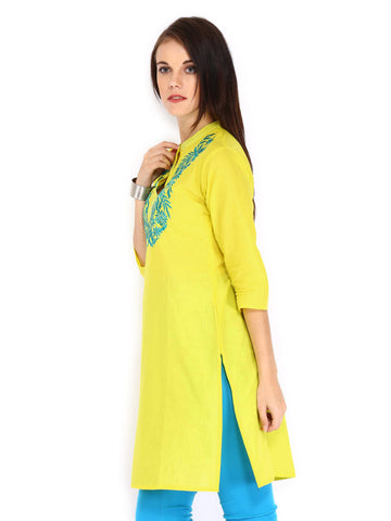 Anouk Women Yellow Embroidered Kurta
