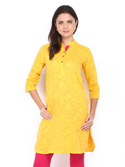 Anouk Women Yellow Jacquard Kurta