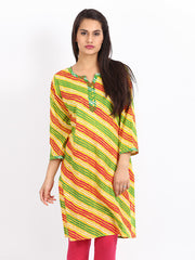 Anouk Women Yellow Lehariya Printed Kurta
