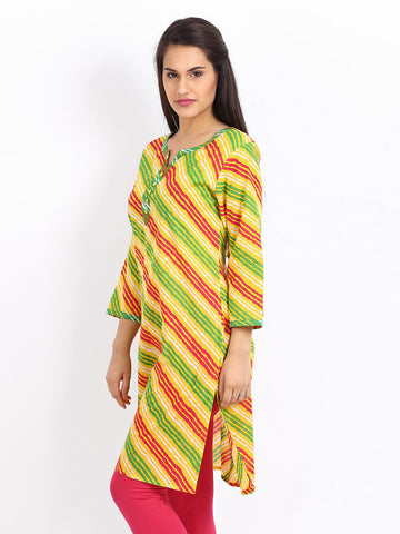 Anouk Women Yellow Lehariya Printed Kurta