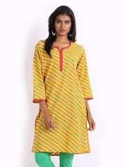 Anouk Women Yellow Lehariya Printed Kurta