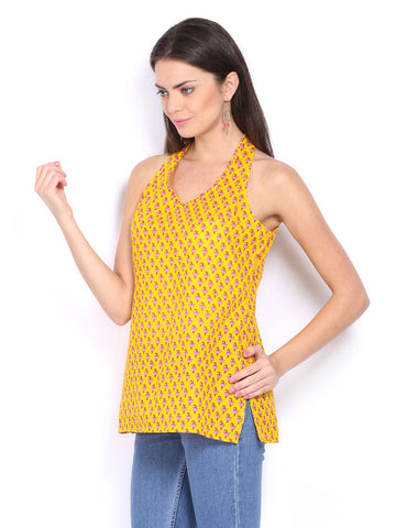 Anouk Women Yellow Printed Kurti